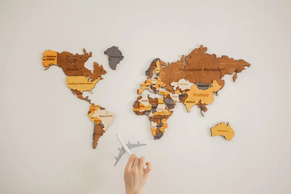 Servicios de Traducción de Marketing para la Expansión Internacional. Wood representation of countries around the world.